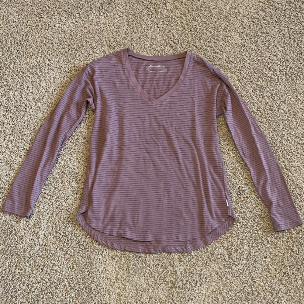 Purple/Mauve Striped Eddie Bauer Shirt XS